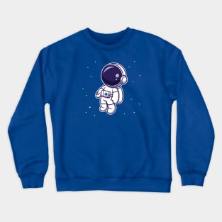 Cute Astronaut Floating In Space Cartoon Vector Icon Illustration Crewneck Sweatshirt